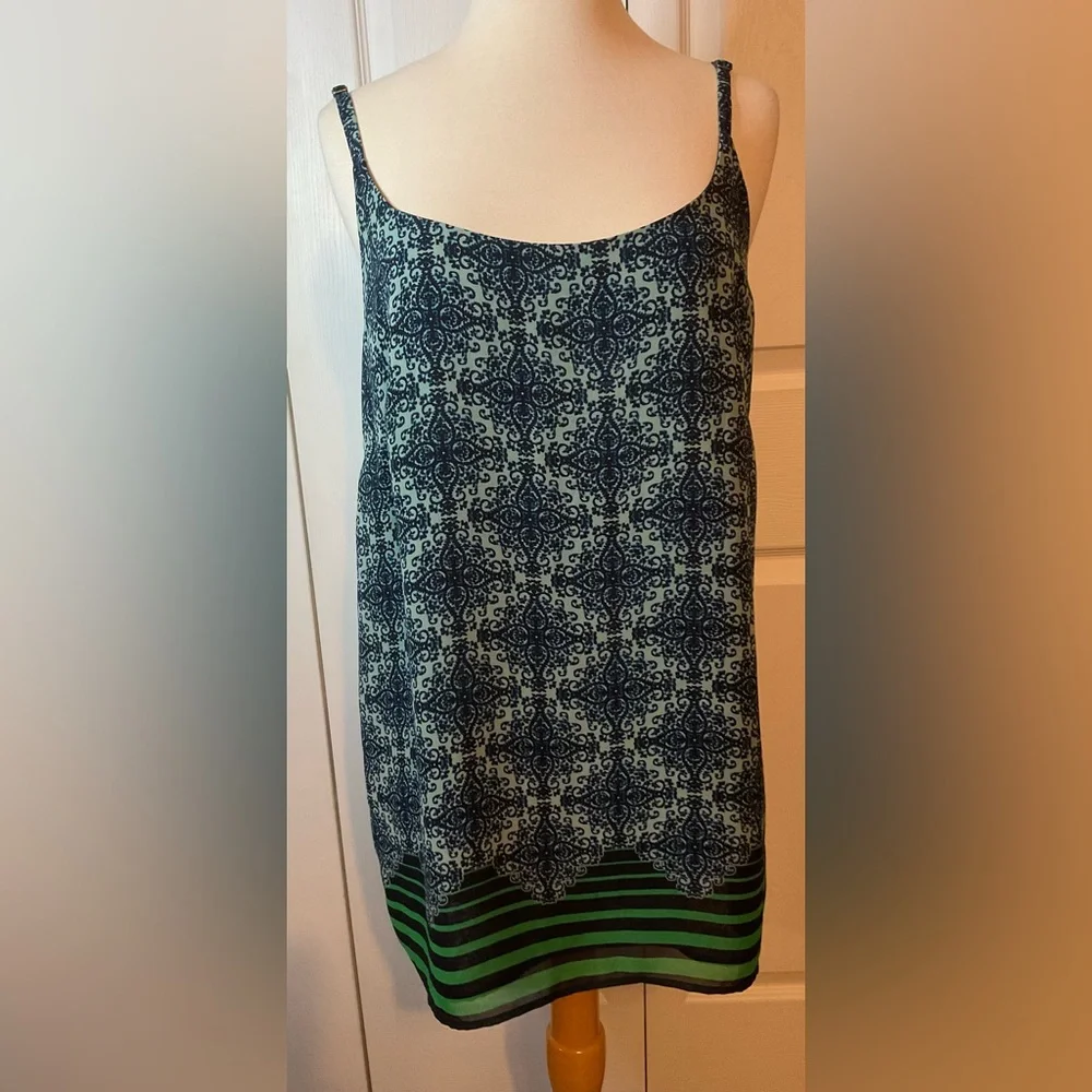 CAbi Sleeveless Blue Green Dress Size Large
